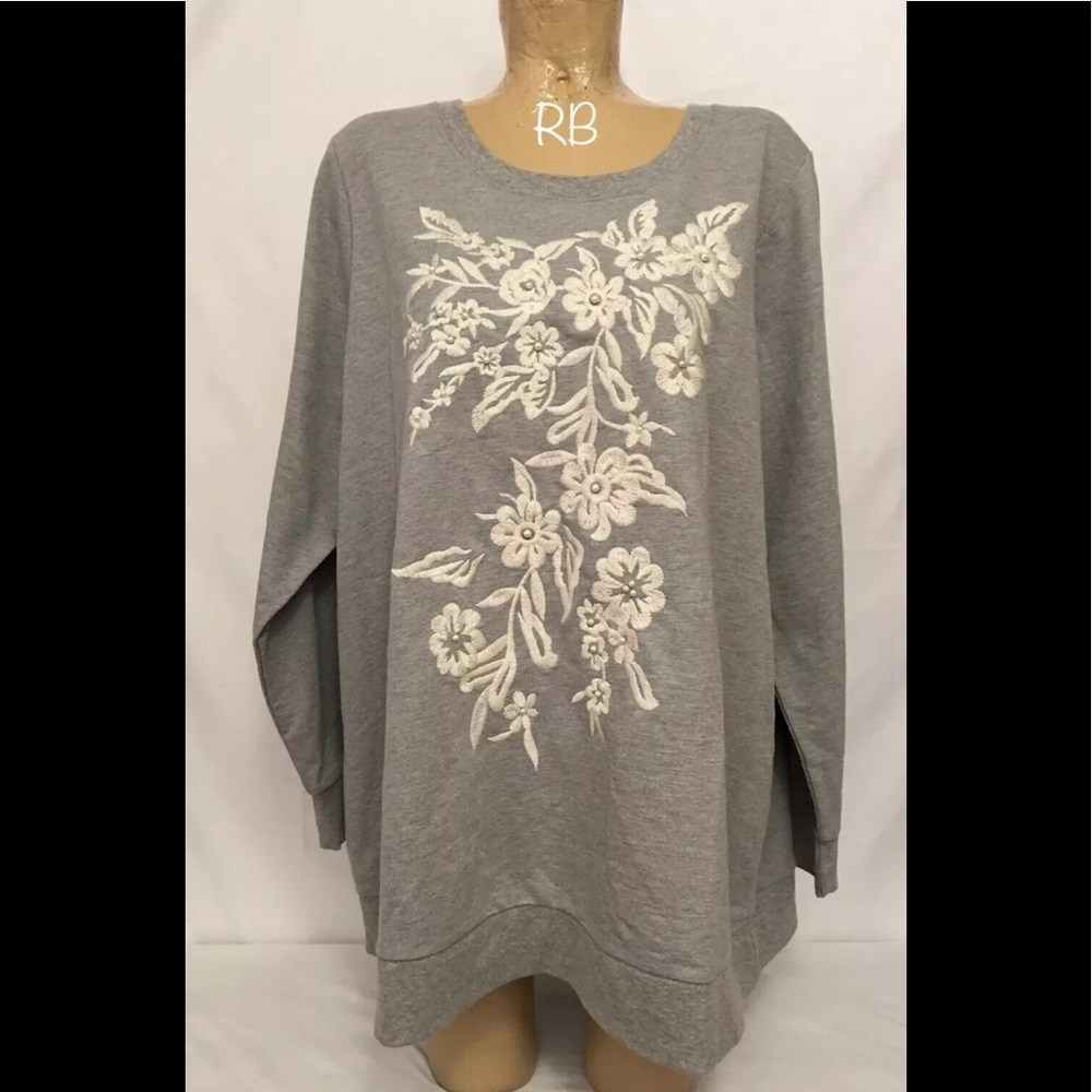 🌈 Avenue Gray Pearl Shirt Plus Size 22/24 good us